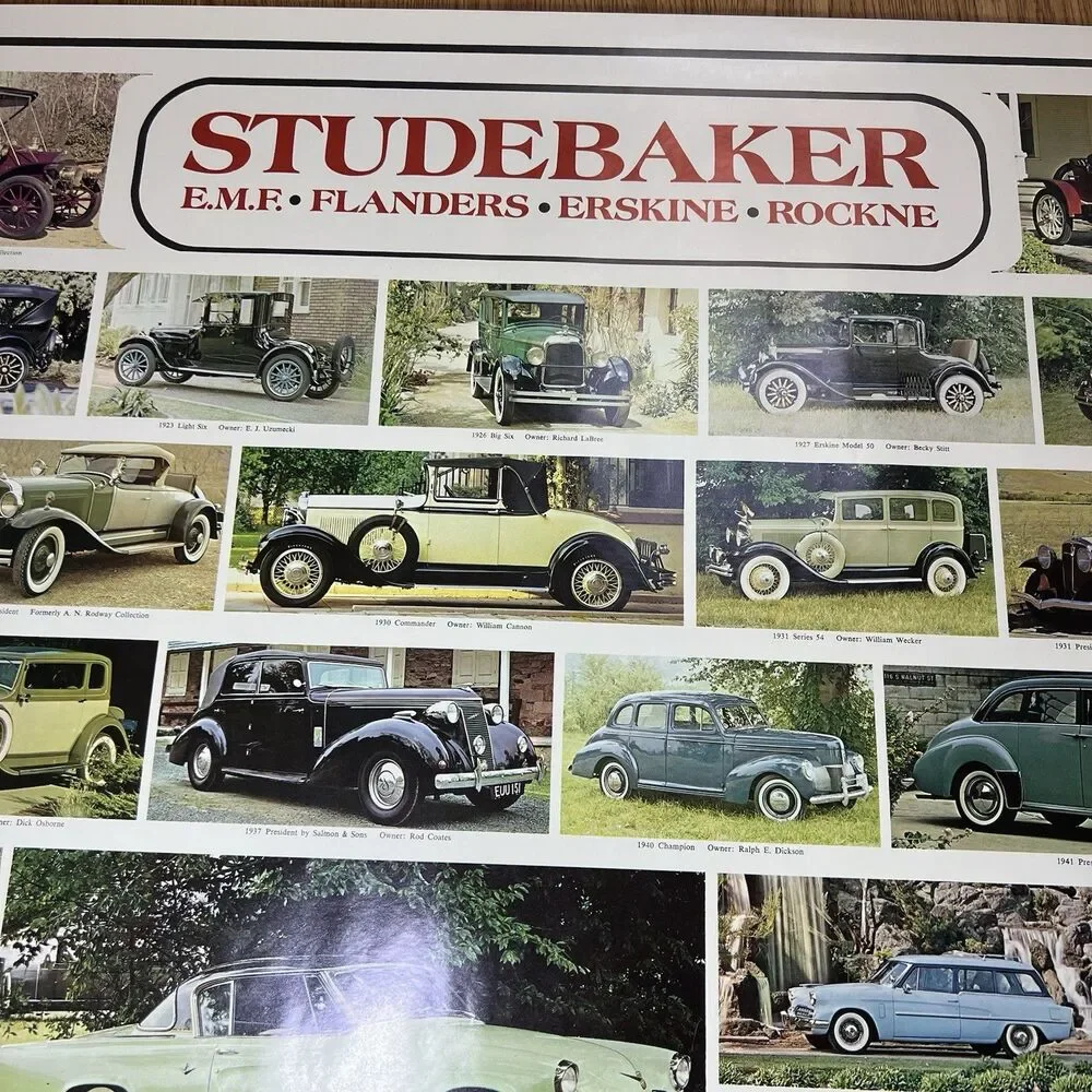 STUDEBAKER CARS 1904-1966 Vintage Original 1974 25x38 Wall POSTER Excellent